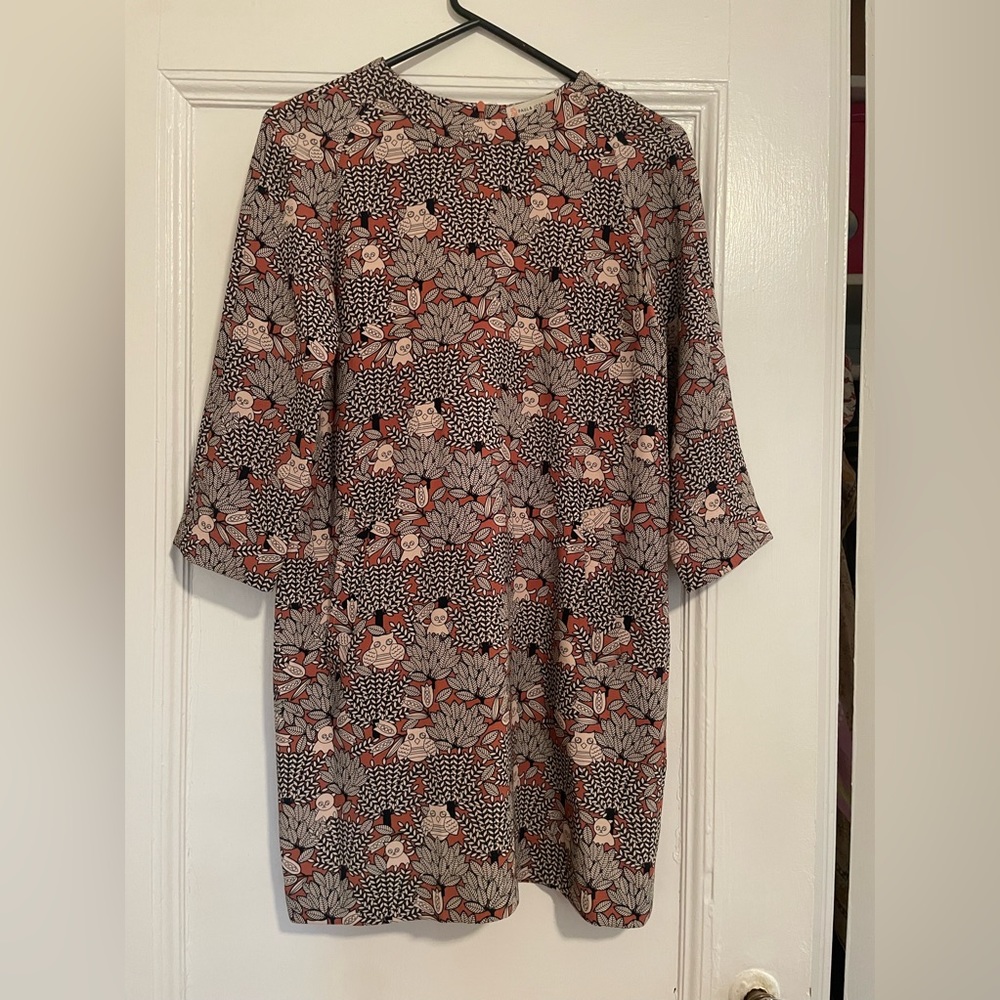 Size 36 (XS equivalent) Paul and Joe Sister cat / owl print shift dress.